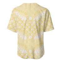 Pastel Yellow Mermaid Puakenikeni Maile Lei Baseball Jersey LT01 - Polynesian Pride