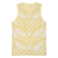 Pastel Yellow Mermaid Puakenikeni Maile Lei Basketball Jersey