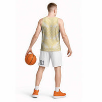 Pastel Yellow Mermaid Puakenikeni Maile Lei Basketball Jersey