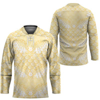 Pastel Yellow Mermaid Puakenikeni Maile Lei Hockey Jersey