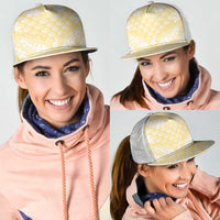 Pastel Yellow Mermaid Puakenikeni Maile Lei Mesh Trucker Cap