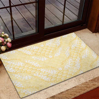 Pastel Yellow Mermaid Puakenikeni Maile Lei Rubber Doormat