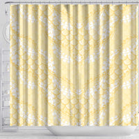 Pastel Yellow Mermaid Puakenikeni Maile Lei Shower Curtain