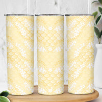 Pastel Yellow Mermaid Puakenikeni Maile Lei Skinny Tumbler