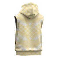 Pastel Yellow Mermaid Puakenikeni Maile Lei Sleeveless Hoodie