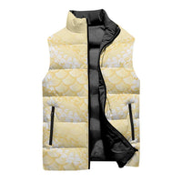 Pastel Yellow Mermaid Puakenikeni Maile Lei Sleeveless Puffer Jacket LT01 - Polynesian Pride
