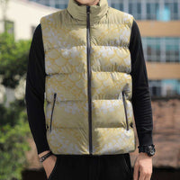 Pastel Yellow Mermaid Puakenikeni Maile Lei Sleeveless Puffer Jacket LT01 - Polynesian Pride
