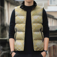 Pastel Yellow Mermaid Puakenikeni Maile Lei Sleeveless Puffer Jacket LT01 - Polynesian Pride