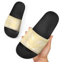 Pastel Yellow Mermaid Puakenikeni Maile Lei Slide Sandals LT01 - Polynesian Pride