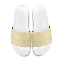 Pastel Yellow Mermaid Puakenikeni Maile Lei Slide Sandals LT01 Yellow - Polynesian Pride