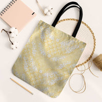 Pastel Yellow Mermaid Puakenikeni Maile Lei Tote Bag LT01 Black Strap One Size Yellow - Polynesian Pride