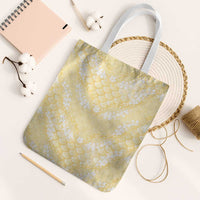 Pastel Yellow Mermaid Puakenikeni Maile Lei Tote Bag LT01 White Strap One Size Yellow - Polynesian Pride