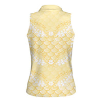 Pastel Yellow Mermaid Puakenikeni Maile Lei Women Sleeveless Polo Shirt
