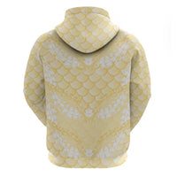 Pastel Yellow Mermaid Puakenikeni Maile Lei Zip Hoodie
