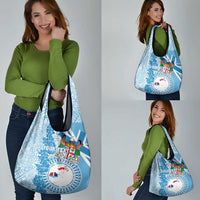 Fiji Day Grocery Bag Fijian Map Hibiscus Tapa Pattern