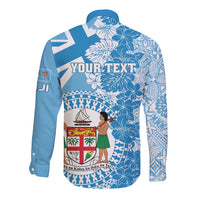 Personalised Fiji Day Long Sleeve Button Shirt Fijian Map Hibiscus Tapa Pattern LT01