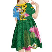Personalised Malampa Fiji Day Kid Short Sleeve Dress Tropical Tapa Pattern LT01 - Polynesian Pride