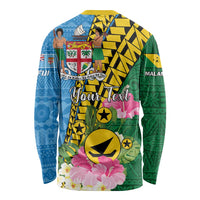 Personalised Malampa Fiji Day Long Sleeve Shirt Tropical Tapa Pattern
