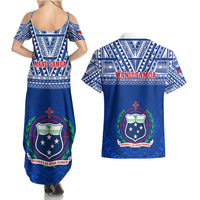 Samoa Rugby Couples Matching Summer Maxi Dress and Hawaiian Shirt Manu Samoa Polynesian Tatoo Pattern LT01 - Polynesian Pride