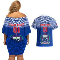 Custom Samoa Rugby Couples Matching Off Shoulder Short Dress and Hawaiian Shirt Manu Samoa Polynesian Tatoo Pattern LT01 - Polynesian Pride