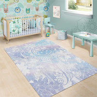 Samoa White Sunday Area Rug Sweet Pastel Plumeria Floral