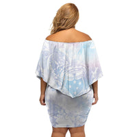 Samoa White Sunday Family Matching Off Shoulder Short Dress and Hawaiian Shirt Sweet Pastel Plumeria Floral
