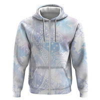 Samoa White Sunday Hoodie Sweet Pastel Plumeria Floral LT01 Zip Hoodie White - Polynesian Pride
