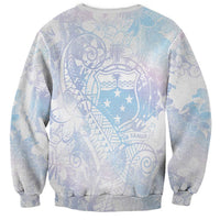Samoa White Sunday Sweatshirt Sweet Pastel Plumeria Floral