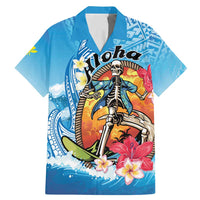 Personalized Aloha Hawaii Skeleton Surfing Family Matching Mermaid Dress and Hawaiian Shirt Tribal Shark Plumeria