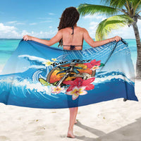 Personalized Aloha Hawaii Skeleton Surfing Sarong Tribal Shark Plumeria