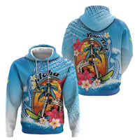 Personalized Aloha Hawaii Skeleton Surfing Zip Hoodie Tribal Shark Plumeria