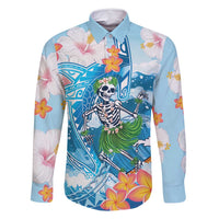 Personalized Hawaii Hula Girl Skeleton Dancing Family Matching Summer Maxi Dress and Hawaiian Shirt Hibiscus Tribal Shark