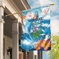 Personalized Hawaii Hula Girl Skeleton Dancing Garden Flag Hibiscus Tribal Shark LT01 House Flag Blue - Polynesian Pride