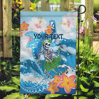 Personalized Hawaii Hula Girl Skeleton Dancing Garden Flag Hibiscus Tribal Shark LT01 Garden Flag Blue - Polynesian Pride