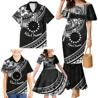 Kia Orana Cook Islands Family Matching Mermaid Dress and Hawaiian Shirt Circle Stars With Floral White Pattern LT01 - Polynesian Pride