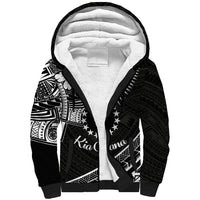 Kia Orana Cook Islands Sherpa Hoodie Circle Stars With Floral White Pattern LT01 Unisex Black - Polynesian Pride