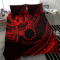 Kia Orana Cook Islands Bedding Set Circle Stars With Floral Red Pattern LT01 - Polynesian Pride
