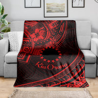 Kia Orana Cook Islands Blanket Circle Stars With Floral Red Pattern LT01 - Polynesian Pride