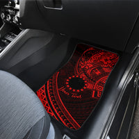 Kia Orana Cook Islands Car Mats Circle Stars With Floral Red Pattern LT01 - Polynesian Pride