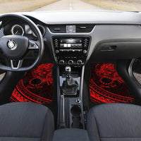 Kia Orana Cook Islands Car Mats Circle Stars With Floral Red Pattern LT01 - Polynesian Pride