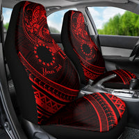 Kia Orana Cook Islands Car Seat Cover Circle Stars With Floral Red Pattern LT01 - Polynesian Pride