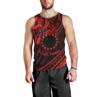 Kia Orana Cook Islands Men Tank Top Circle Stars With Floral Red Pattern LT01 - Polynesian Pride
