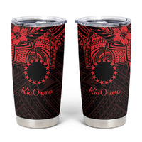 Kia Orana Cook Islands Tumbler Cup Circle Stars With Floral Red Pattern LT01 Red - Polynesian Pride