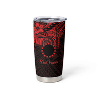 Kia Orana Cook Islands Tumbler Cup Circle Stars With Floral Red Pattern LT01 - Polynesian Pride