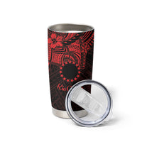 Kia Orana Cook Islands Tumbler Cup Circle Stars With Floral Red Pattern LT01 - Polynesian Pride