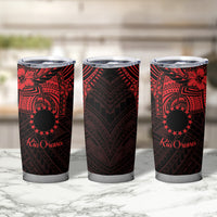 Kia Orana Cook Islands Tumbler Cup Circle Stars With Floral Red Pattern LT01 - Polynesian Pride