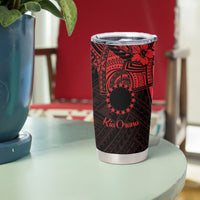 Kia Orana Cook Islands Tumbler Cup Circle Stars With Floral Red Pattern LT01 - Polynesian Pride