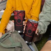 Kia Orana Cook Islands Tumbler Cup Circle Stars With Floral Red Pattern LT01 - Polynesian Pride