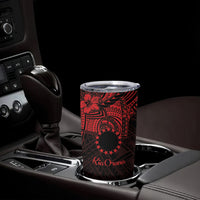 Kia Orana Cook Islands Tumbler Cup Circle Stars With Floral Red Pattern LT01 - Polynesian Pride
