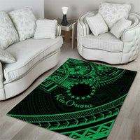 Kia Orana Cook Islands Area Rug Circle Stars With Floral Green Pattern LT01